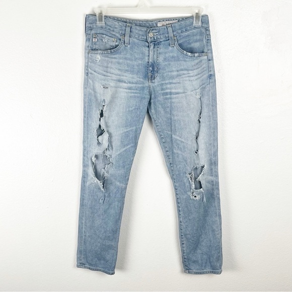 ADRINO GOLDSCHMIED Light Wash The Ex-Boyfriend Ripped Distressed Jeans Size 27 - Picture 1 of 13
